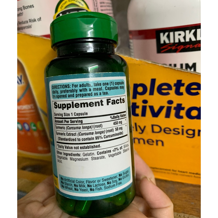 Tinh chất nghệ puritan làm đẹp da nghệ turmeric curcumin 500mg 90 viên, 180 viên của Mỹ