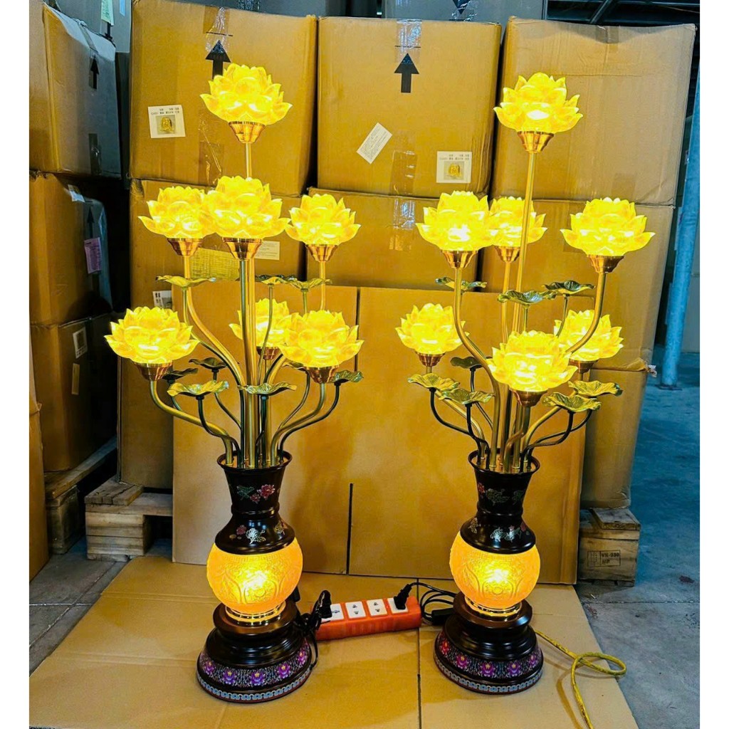 Đèn thờ hoa Lưu ly 5 bông, 7 bông trang trí bàn thờ gia tiên, thần tài