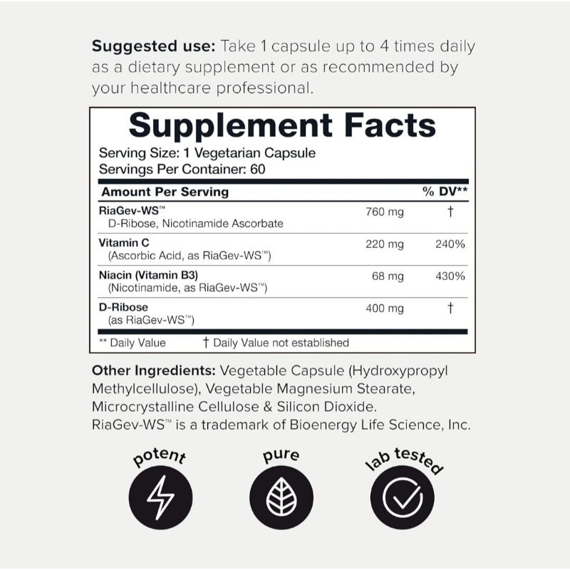 Viên NAD+ Plus 1400mg Công Nghệ RiaGEV-WS, Tăng Nad, NMN, NR, Nicotinamide Riboside Niacin Toniiq