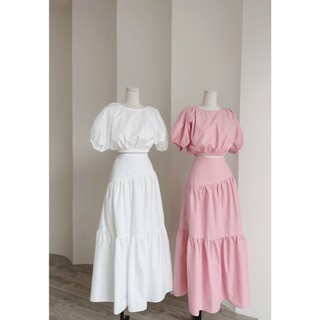 Cocobebe- set áo chân váy lưng hồng