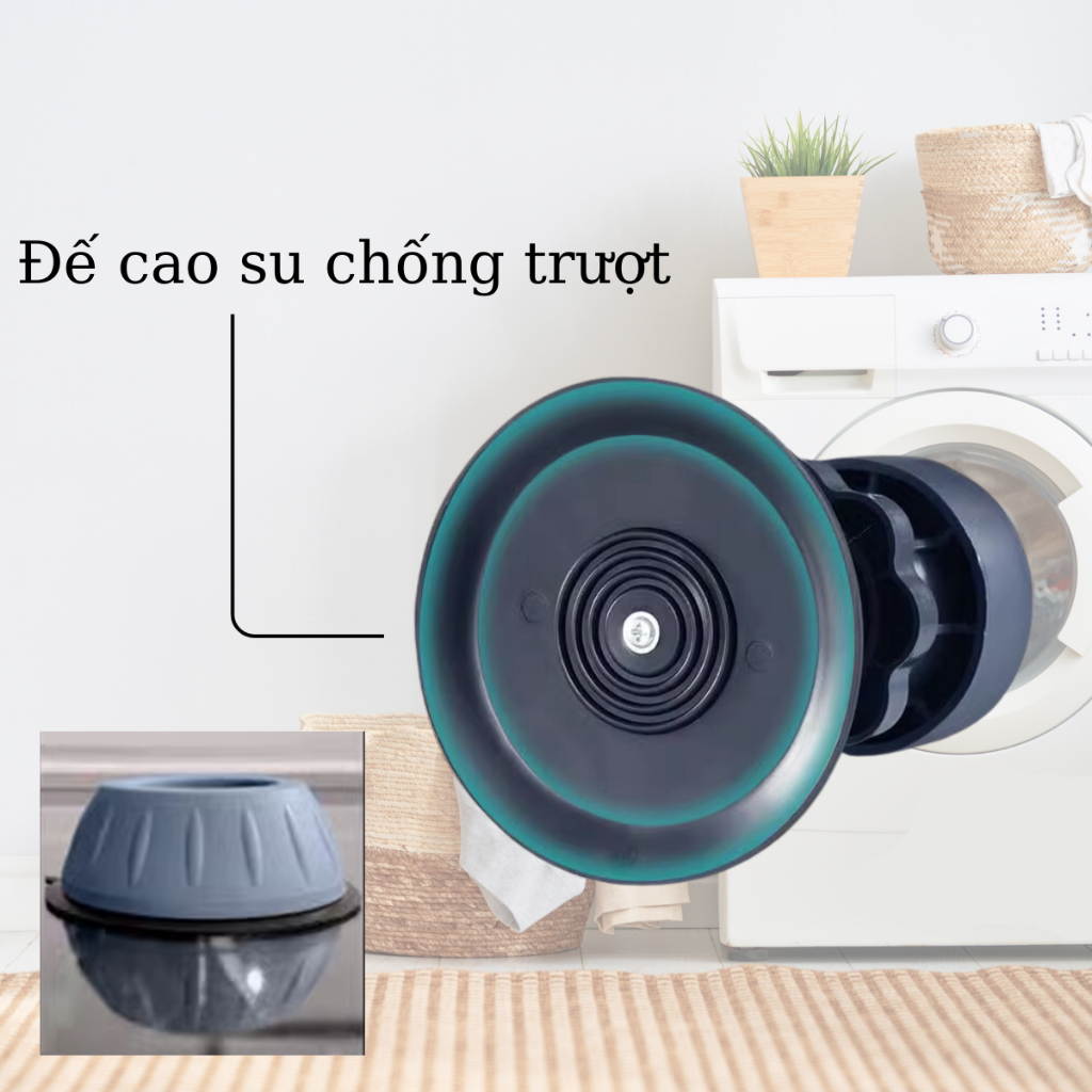 Bộ 4 chân chống rung cho máy giặt, tủ lạnh - tăng giảm chiều, đế cao su chống rung, chống trượt