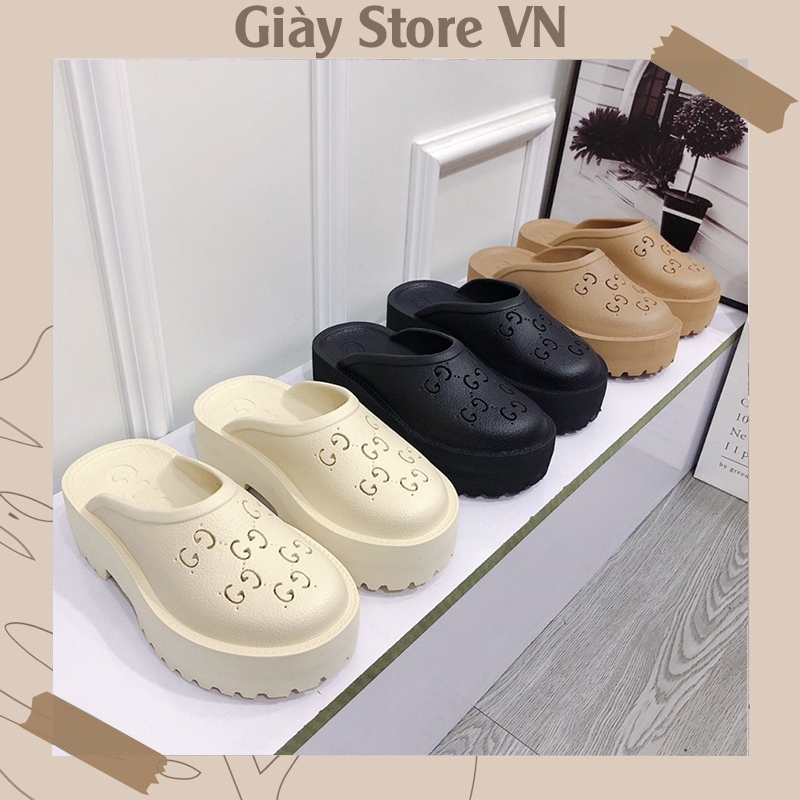 Sục Gucci Nữ, Giày Sục GC Đế Độn Tăng Chiều Cao Hàng C.Cấp Mẫu Mới 2023
