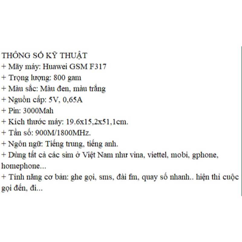 Điện thoại bàn dùng SIM Huawei F317