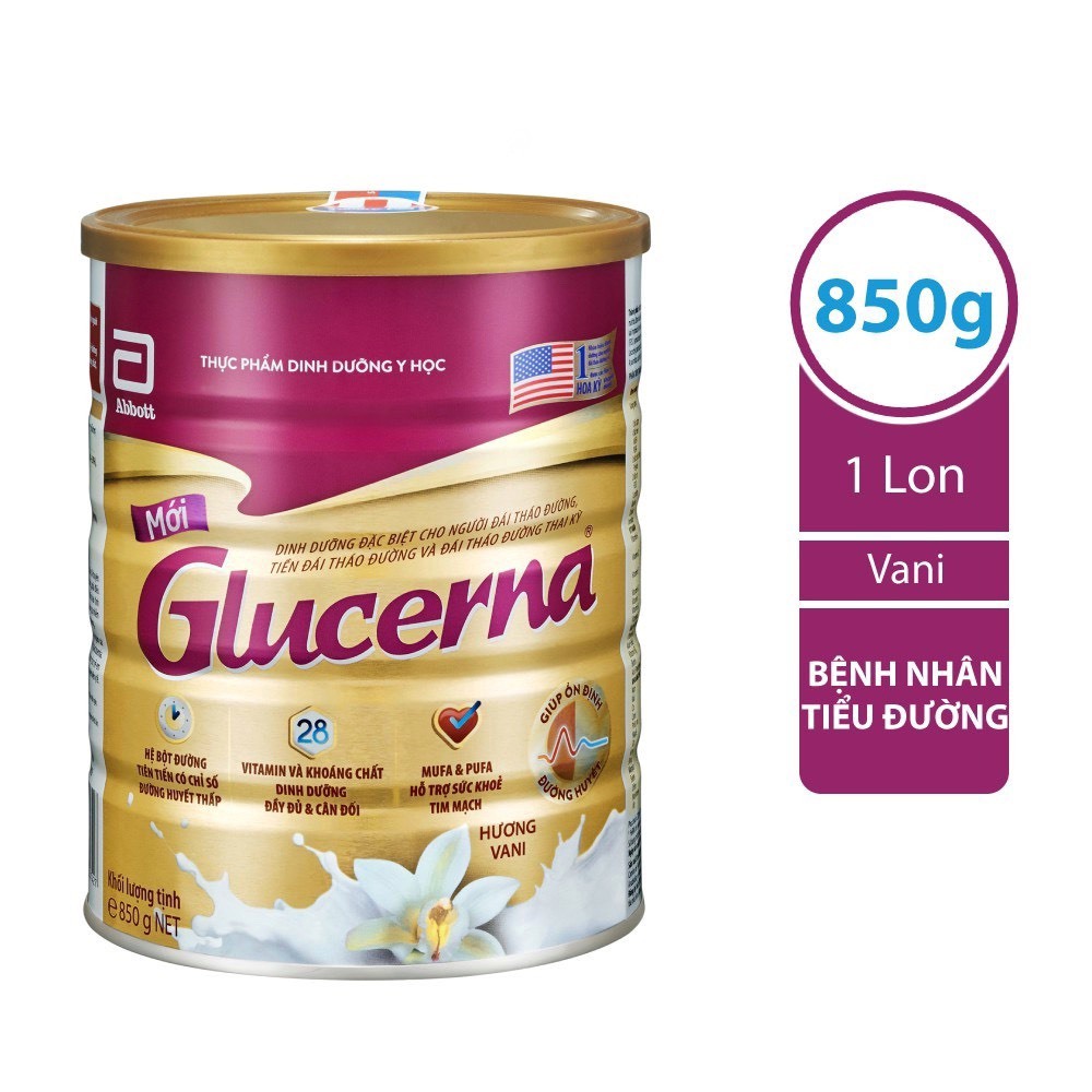 combo 2 lon Glucerna 850g/800g hương vani