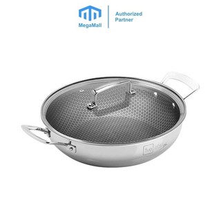 Chảo 2 quai Inox 304 chống dính vân tổ ong cao cấp Fivestar Blackcube