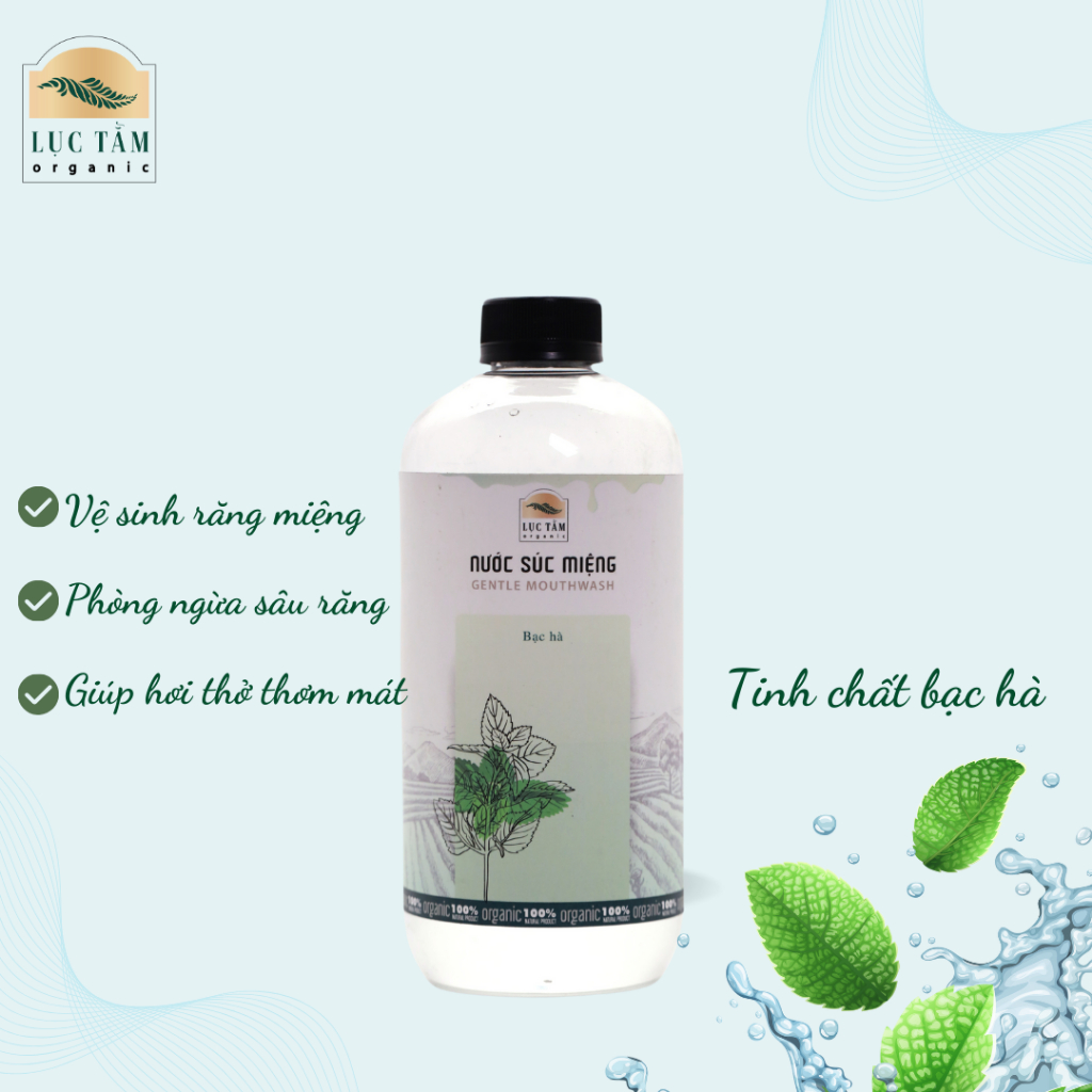Nước súc miệng bạc hà hoàn toàn tự nhiên, an toàn, vệ sinh răng miệng