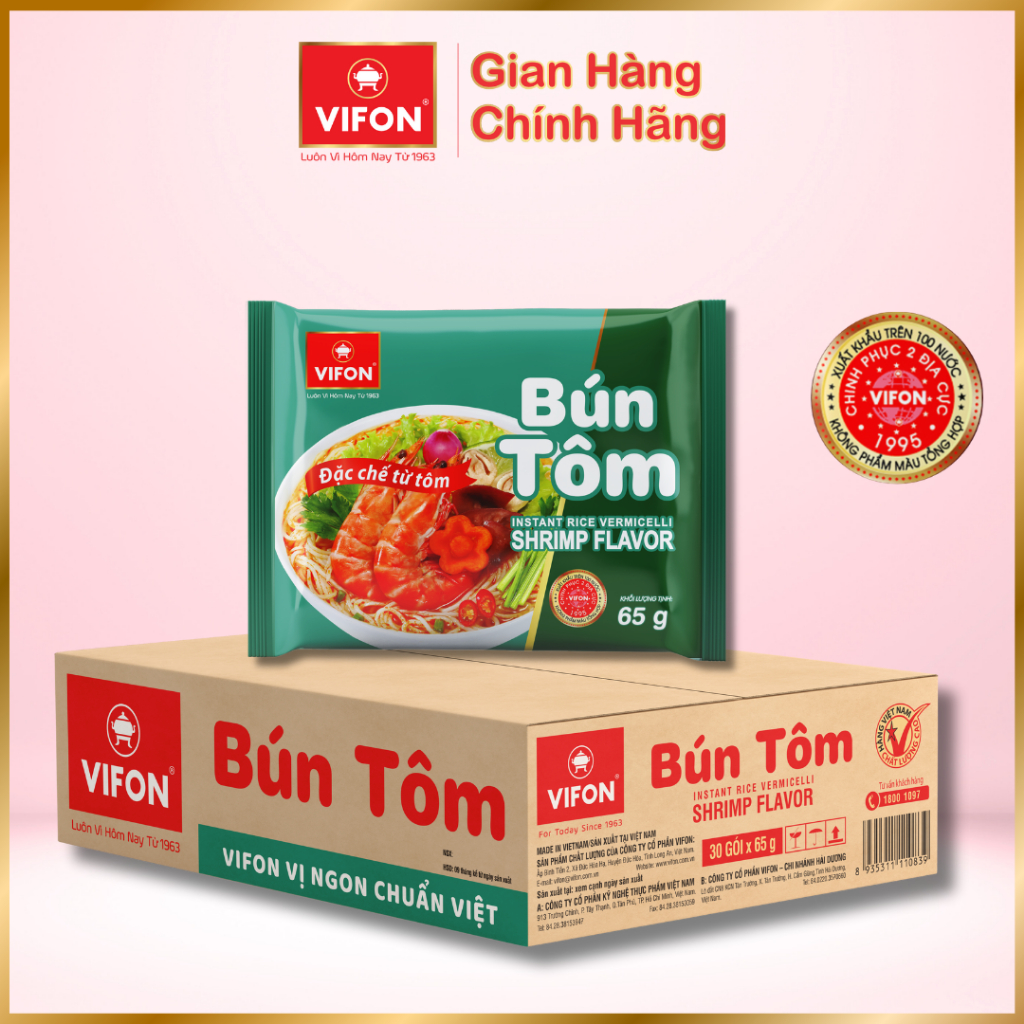 Thùng 30 gói Bún Tôm VIFON 65g / Gói