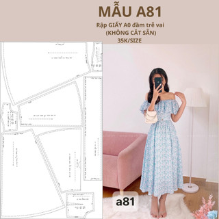 Rập giấy a0 đầm trễ vai 2 lớp mã a81