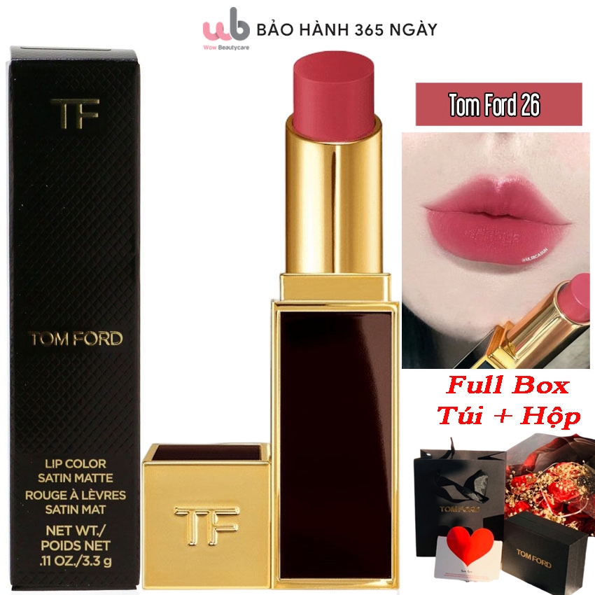 Son Tom Ford 26 màu hồng đất,To Die For Satin Matte,Chất son mềm,đầy đặn,cho môi luôn căng,có sức hút đặc biệt