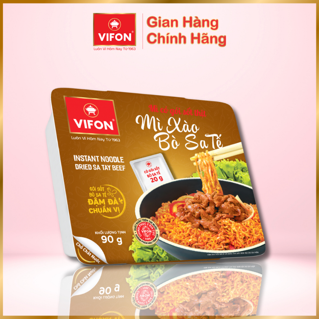 Thùng 18 Khay Mì Bò Xào Sa Tế VIFON 90gr/ khay