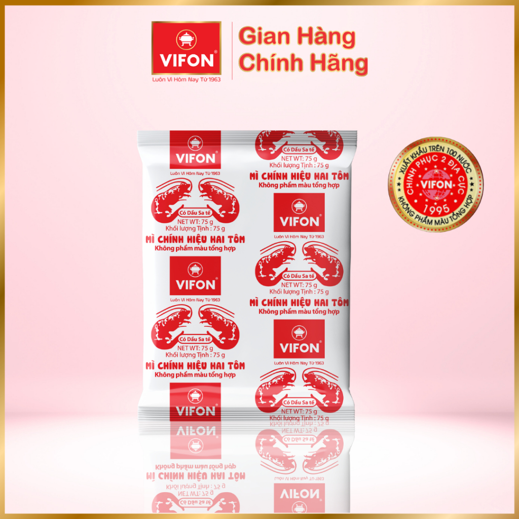 Thùng 30 gói Mì Chính Hiệu Hai Tôm VIFON 75g / Gói