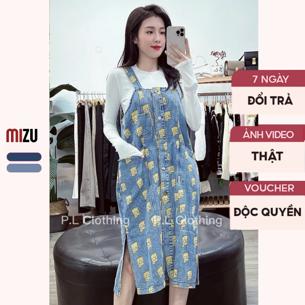 Váy Yếm Babydoll In Hình SIMSON Có Bigsize MIZU Túi Quần Siêu Xinh 2 Khuy - 2 Dây Chất Vải Bò Dày Dăn Mát 2 Màu Ảnh Thật