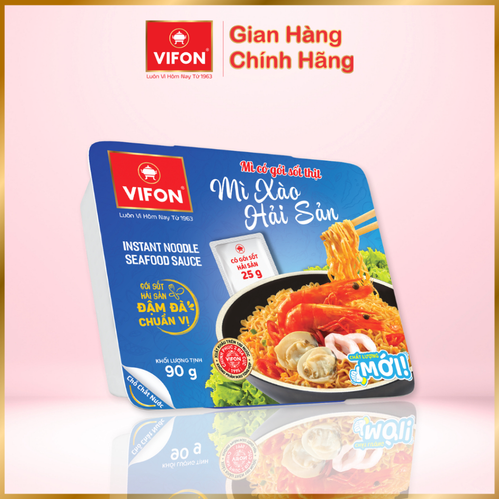 Thùng 18 Khay Mì Xào Hải Sản VIFON 90g / Khay