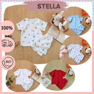 Đồ bộ cộc tay sơ sinh bé trai, bé gái 3-10kg. Đồ bộ sơ sinh cài nút cao cấp cho bé. Stella shop