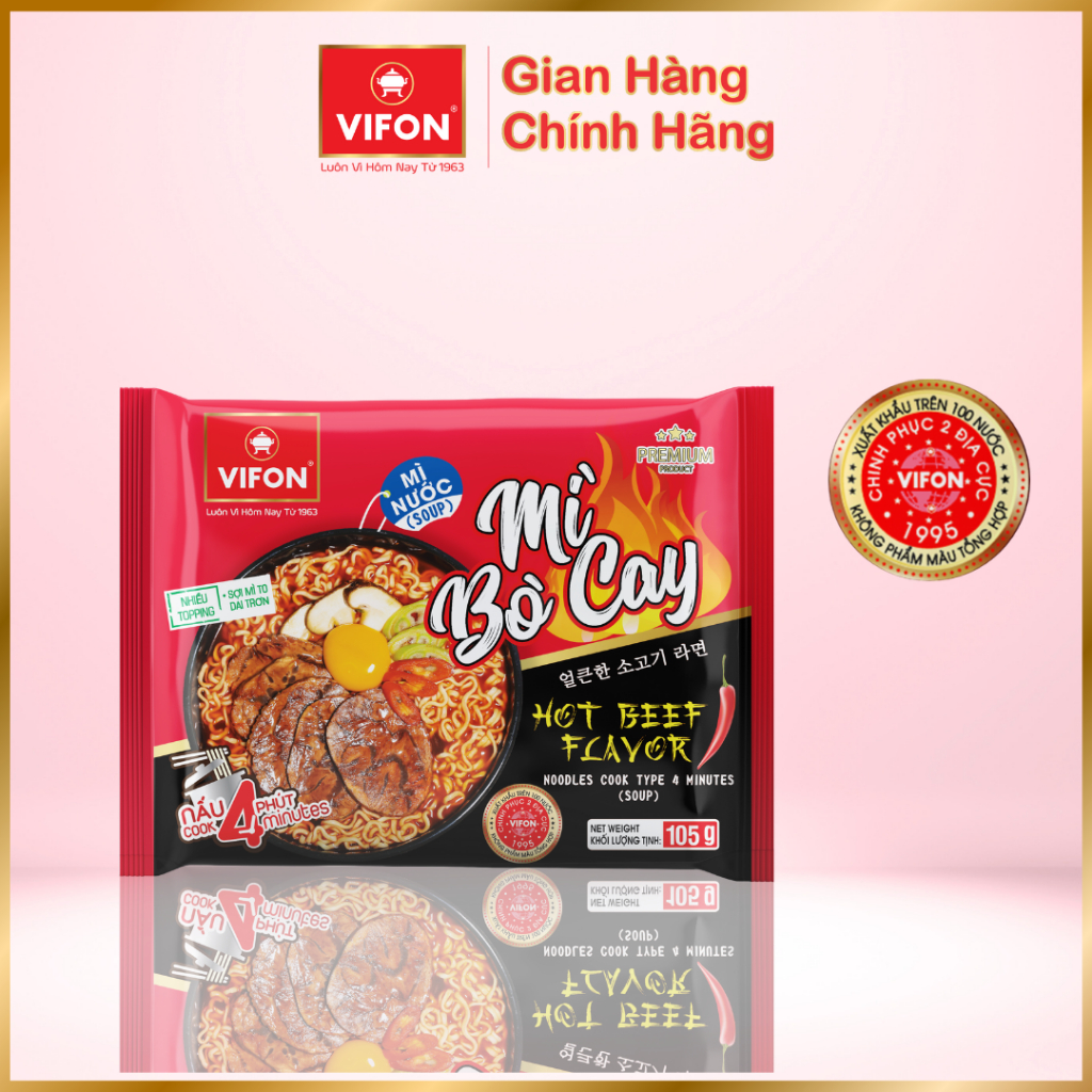 Thùng 24 gói Mì Bò Cay VIFON 105g/gói