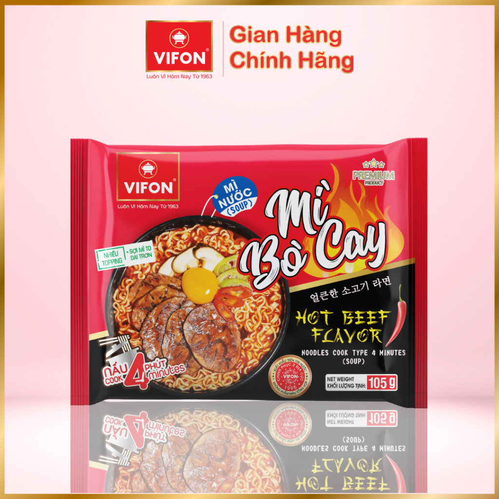 Thùng 24 gói Mì Bò Cay VIFON 105g/gói