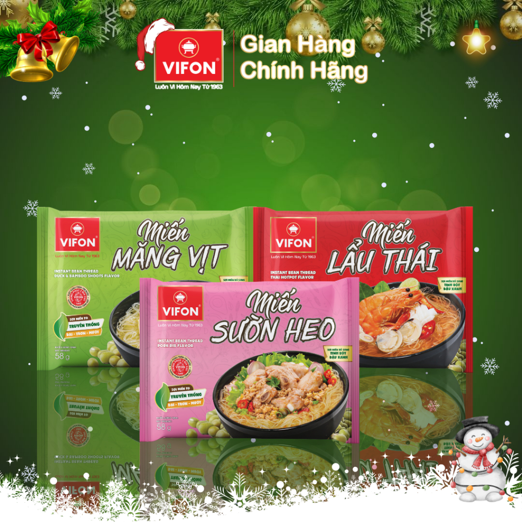 Set 10 gói Miến măng vịt/ Miến sườn heo/ Miến lẩu thái 58gr/gói