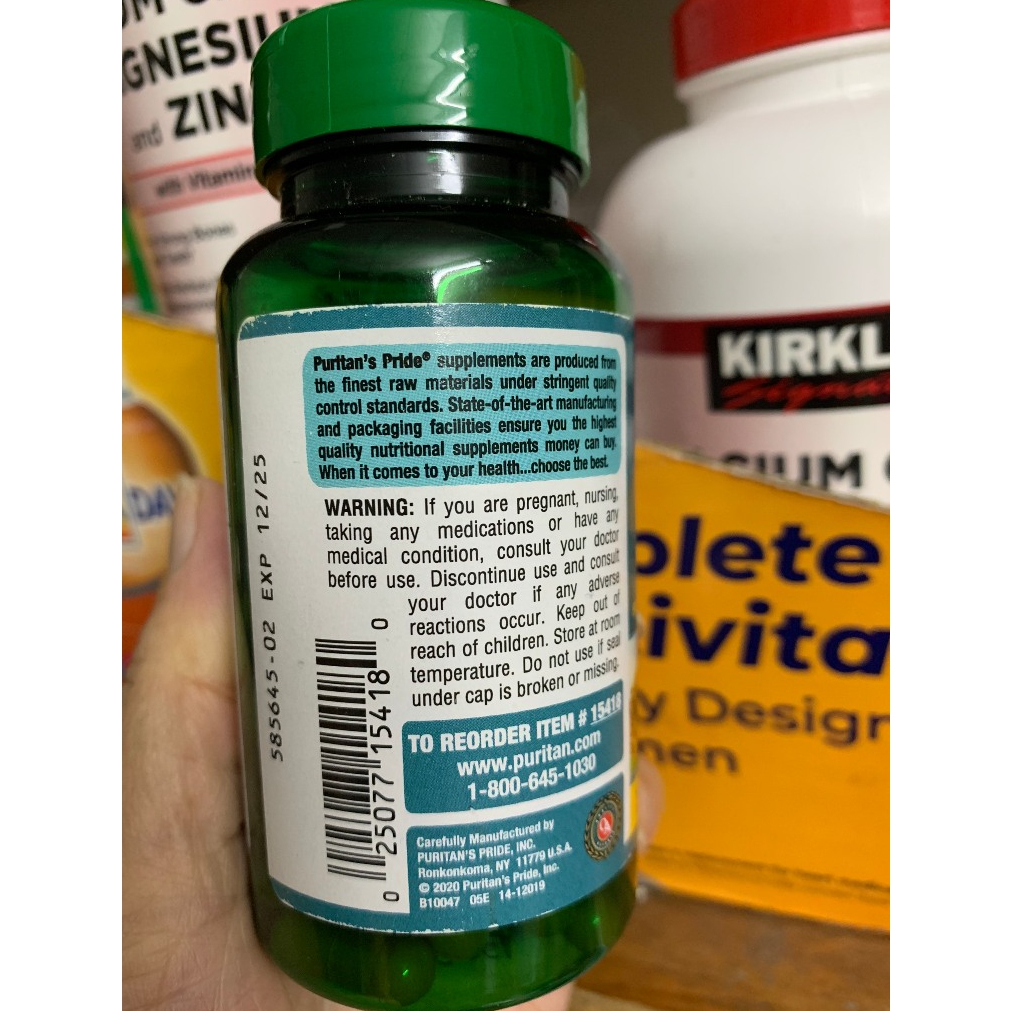 Viên uống tinh chất nghệ làm đẹp da Puritan's Pride Turmeric curcumin 500mg 90v và 180v của Mỹ