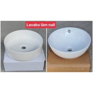 Chậu rửa mặt lavabo Đặt Bàn Đá LA LÀM NAIL, men NANO trắng sáng chống ố chống bám bẩn