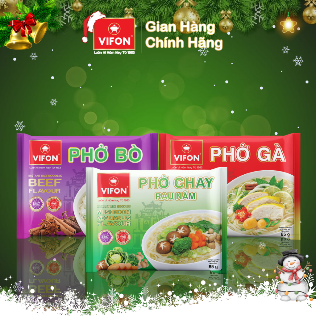 Set 10 gói Phở VIFON 65gr vị Bò / Gà / Chay Rau Nấm