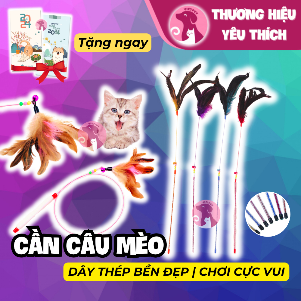 Cần câu mèo - Đồ chơi cho mèo yêu cực xinh siêu vui - Loại 1: Dây thép & Gắn tường tiện lợi