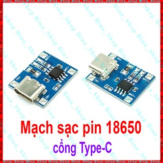 Mạch sạc pin 18650 3.7-4.2v nhỏ gọn cổng sạc type c