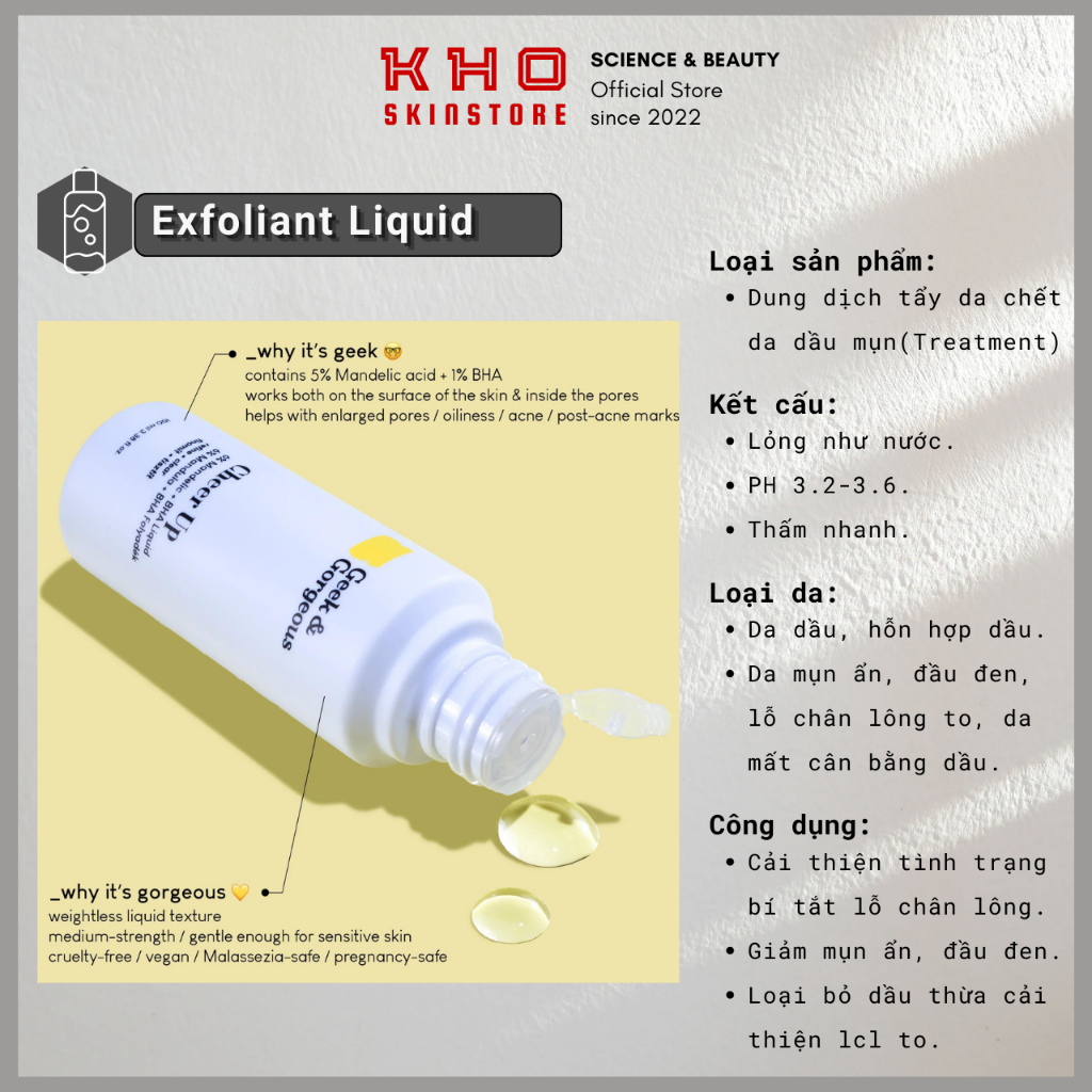 Geek&Gorgeous Tẩy da chết cho da dầu mụn Cheer Up 5% Mandelic Acid