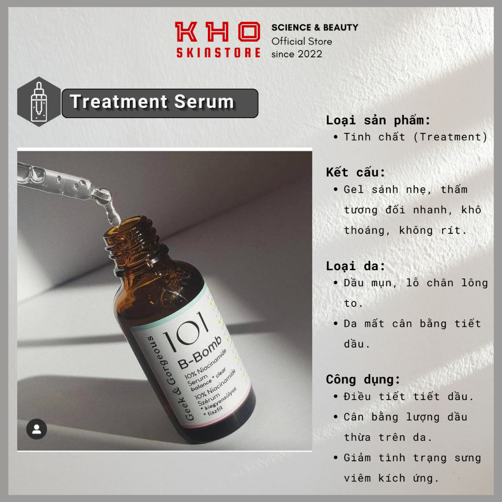 Geek&Gorgeous tinh chất 10% Niacinamide - Zinc PCA  B-Bomb