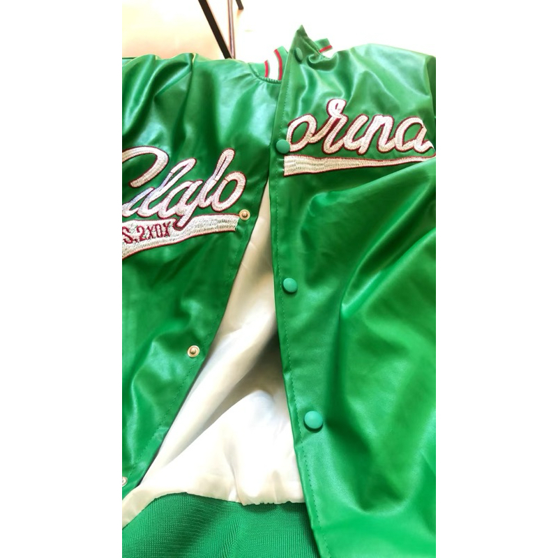 Áo khoác bomber jacket varisity nam nữ da PU chữ thêu California phong cách bóng chày trẻ trung