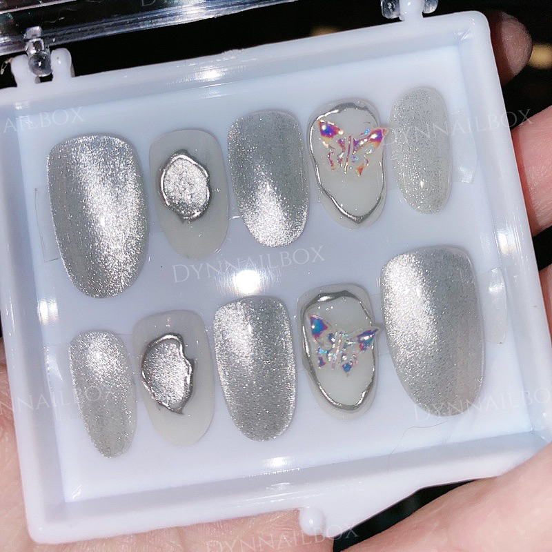 Móng tay giả , Nailbox mẫu 85 trắng kim tuyến