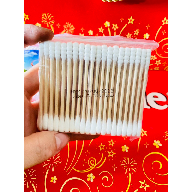Tăm Bông Y Tế Cán Gỗ MiSu Túi 100 cây/200 cây