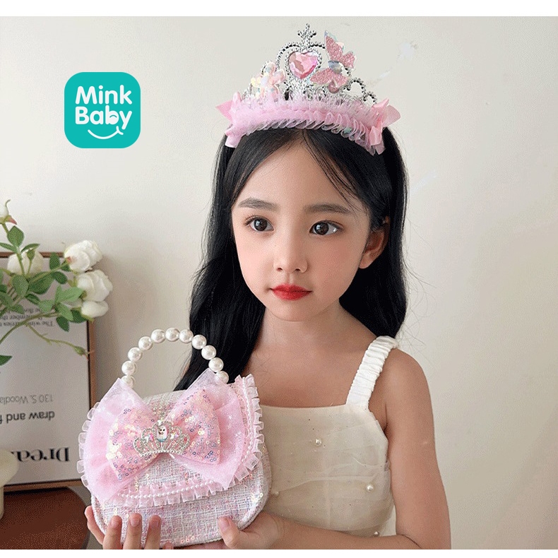 SET TÚI XÁCH VÀ VƯƠNG MIỆN CÔNG CHÚA MINKBABY CHO BÉ GÁI
