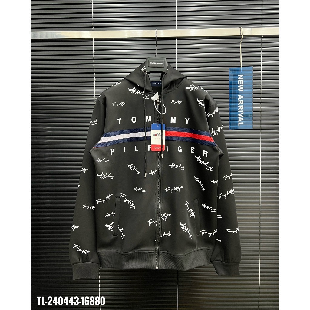 Áo Hoodie TOMMY x Adidas Có Mũ Trùm Khóa Zip Chất Nỉ Mềm Mịn Áo hoodie Tommy thêu vạch thân hot trend Nam nữ
