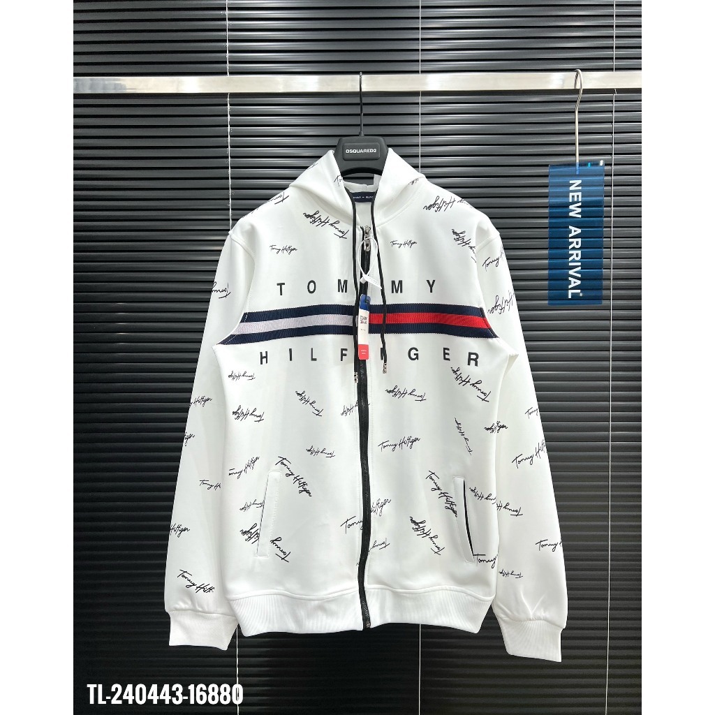 Áo Hoodie TOMMY x Adidas Có Mũ Trùm Khóa Zip Chất Nỉ Mềm Mịn Áo hoodie Tommy thêu vạch thân hot trend Nam nữ