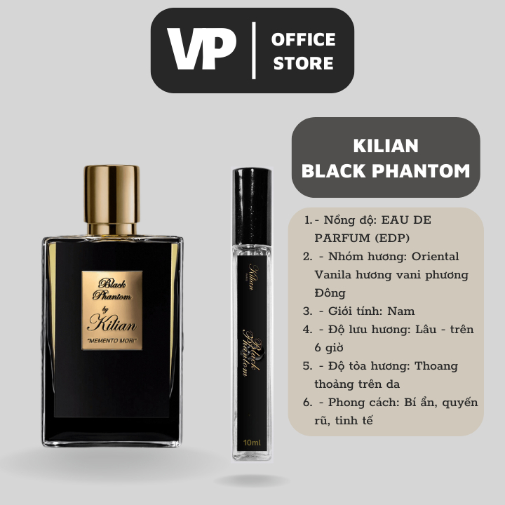 Nước hoa chiết kilian black phantom memento mori. Nước hoa nam nữ 10ml. Sang trọng quyến rũ sexy