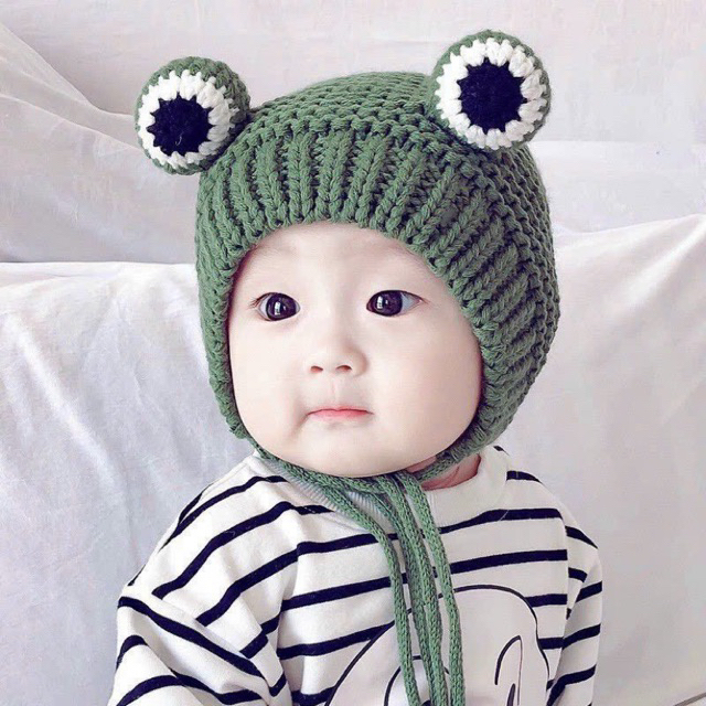 Mũ Len hình Ếch con xinh xắn (dành cho bé từ 3 tháng- 36 tháng tuổi)