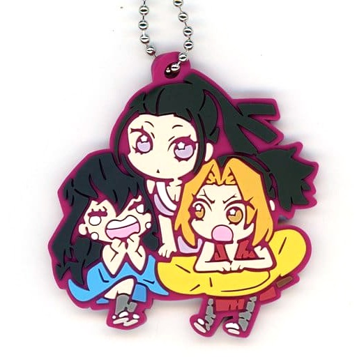 0068 Móc khóa Kimetsu no Yaiba - Stand Stones - Chara Banchoukou Rubber Mascot Third Form - Hinatsuru x Makio x Suma