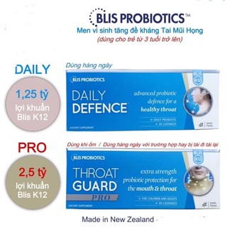 Blis k12 men vi sinh vòm họng amidan - blis probiotics daily defence / throat guard pro