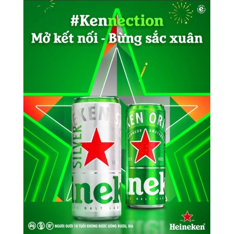 (free ship)Thùng 24 lon bia Heineken xanh/bạc/ 0 độ cồn, lon 330ml