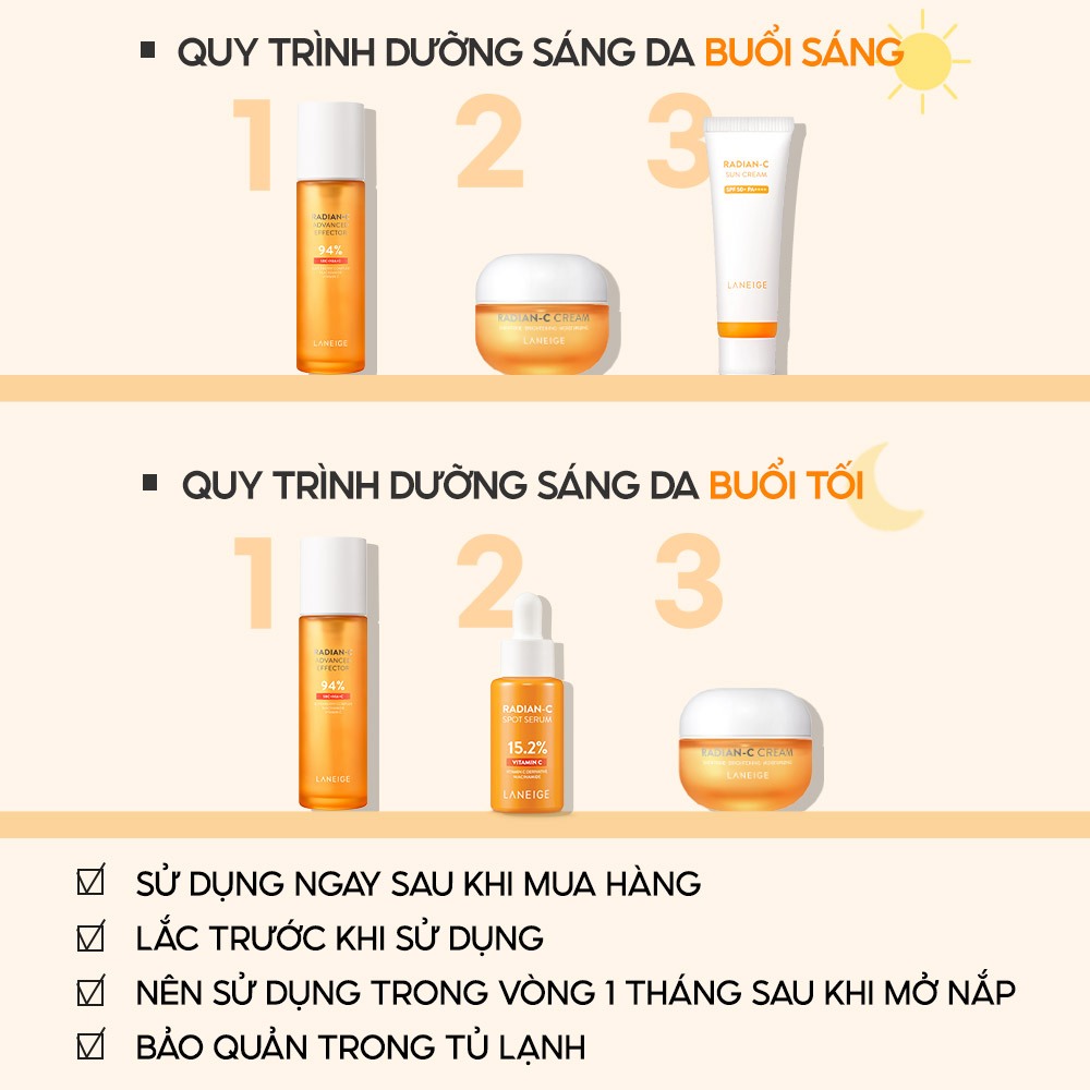 [NHẬP LNGAUG23 -12%] Bộ 2 Kem chống nắng Laneige Radian-C Sun Cream SPF 50+ PA++++50mlx2