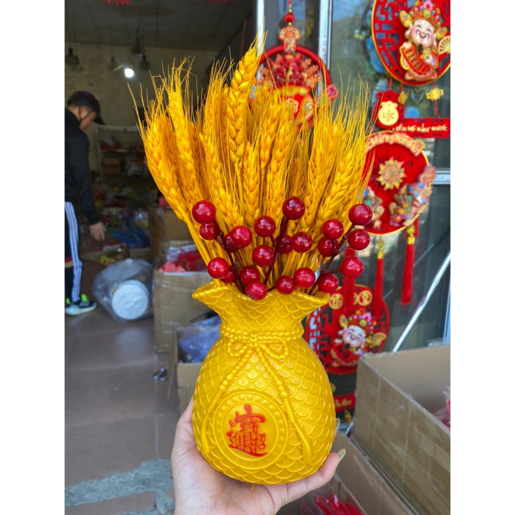 MVP3860 Set Bình Hoa 3 Món Tài Lộc Bông Lúa Mạch