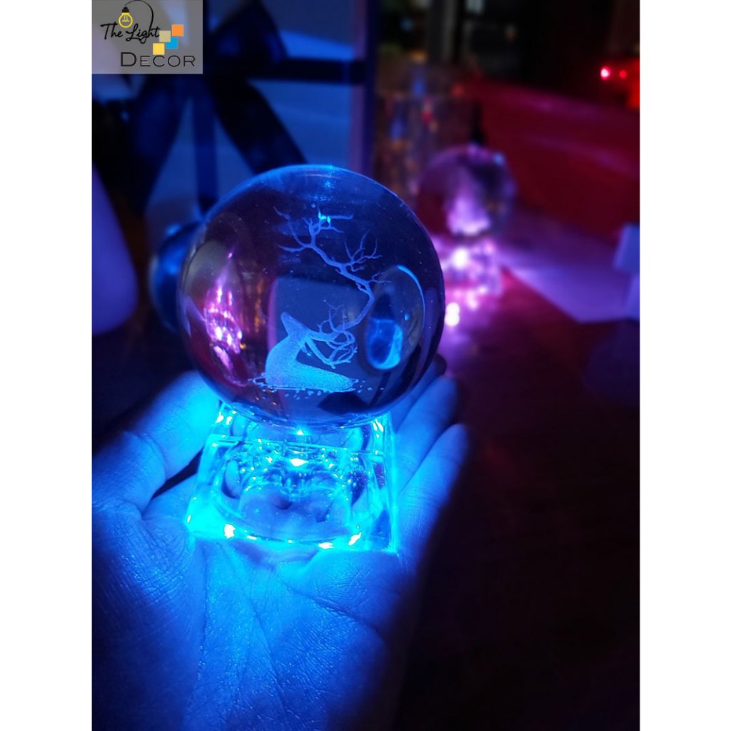 Bộ Quà Tặng Giáng Sinh 2023 Quả Cầu Pha Lê 3D Đèn Led Noel 6cm