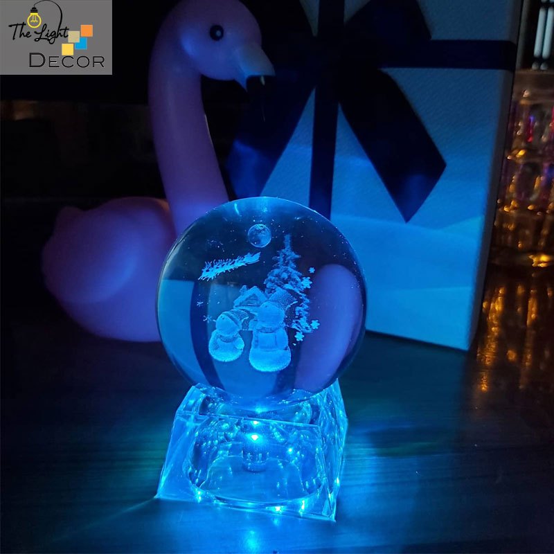 Bộ Quà Tặng Giáng Sinh 2023 Quả Cầu Pha Lê 3D Đèn Led Noel 6cm