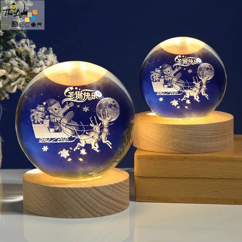 Bộ Quà Tặng Giáng Sinh 2023 Quả Cầu Pha Lê 3D LED Ông Già Noen Mẫu 4