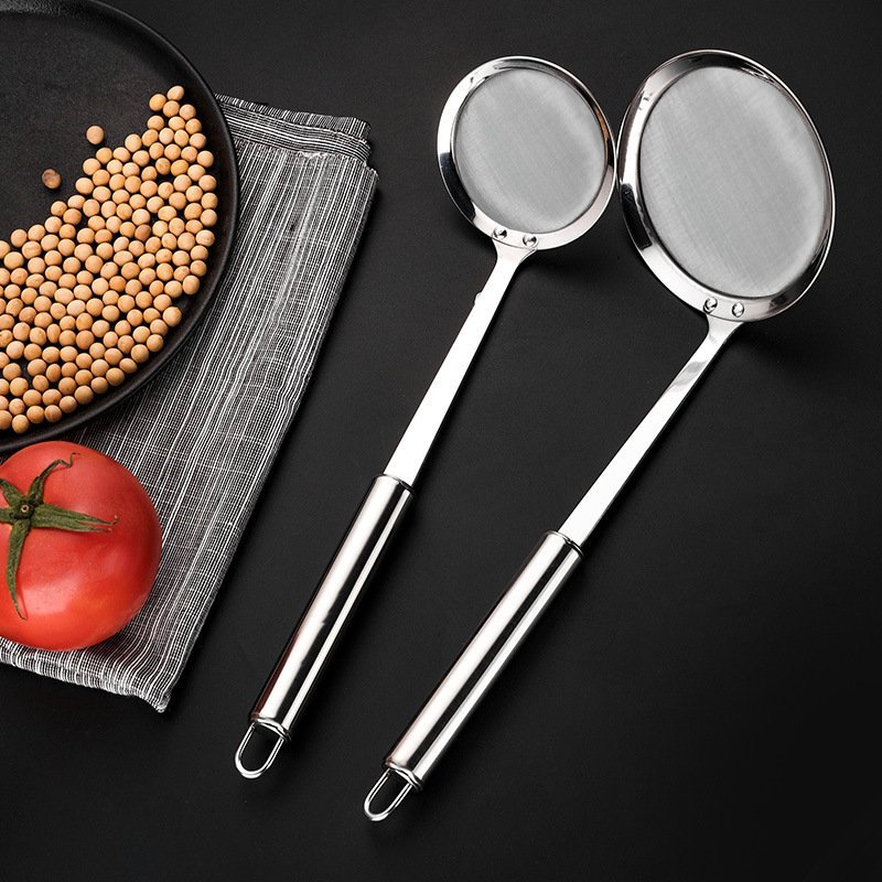 Vợt, Muôi Inox Lọc Cặn Dầu, Lọc Bọt, Tách Mỡ - Muỗng Inox Lọc Cặn
