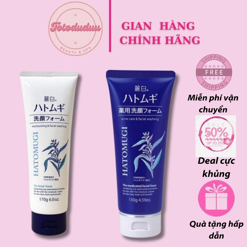 Sữa Rửa Mặt Hatomugi Ý Dĩ Trắng Da, Dưỡng Ẩm Cleansing Facial Foam 130g 170g