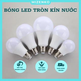 Bóng đèn led tròn 3w/ 5w/ 7w/ 9w, bóng búp tròn trang trí kín nước mizenko