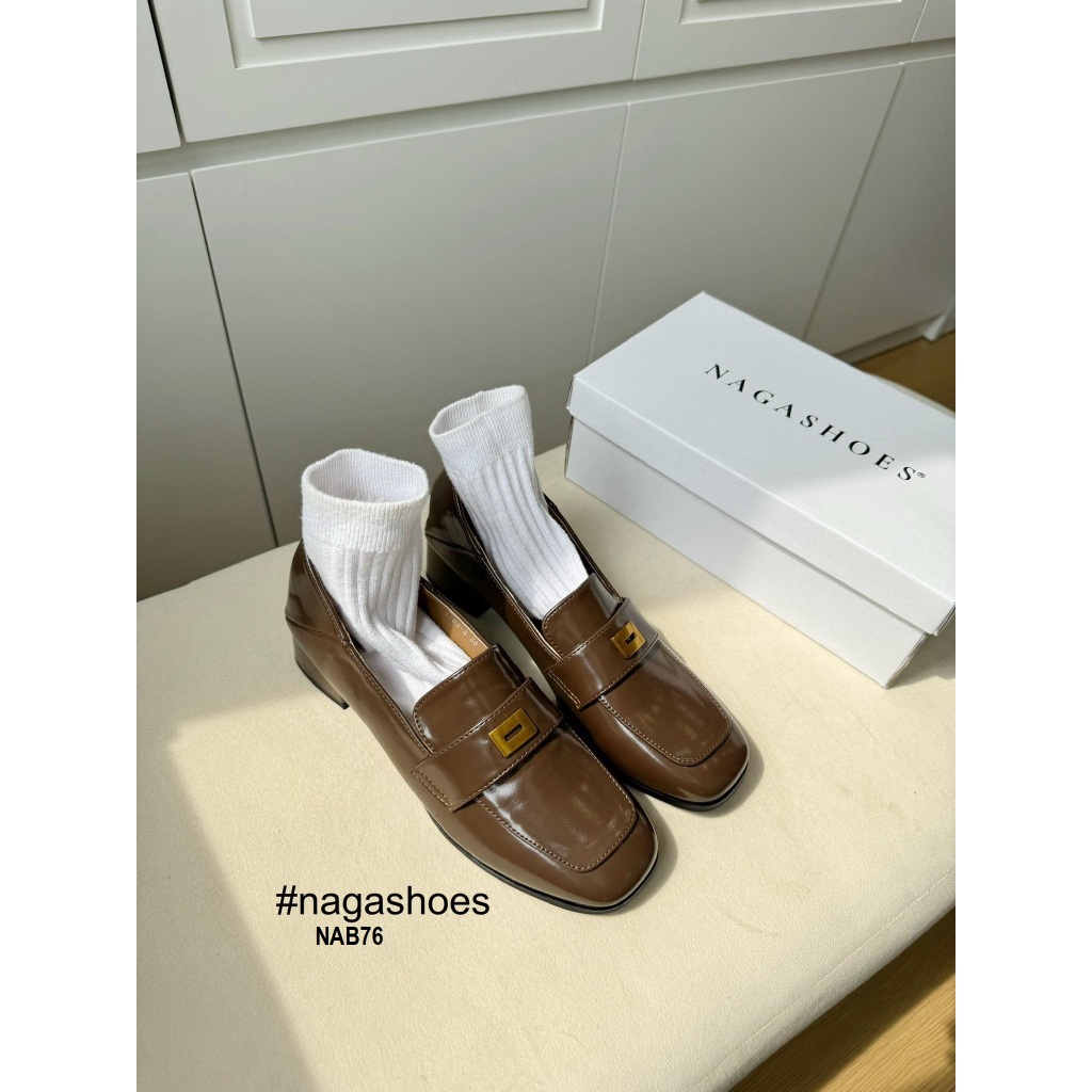 GIÀY BÚP BÊ NAGASHOES MŨI VUÔNG  & PHỤ KIỆN KIM LOẠI VÀNG NAB76