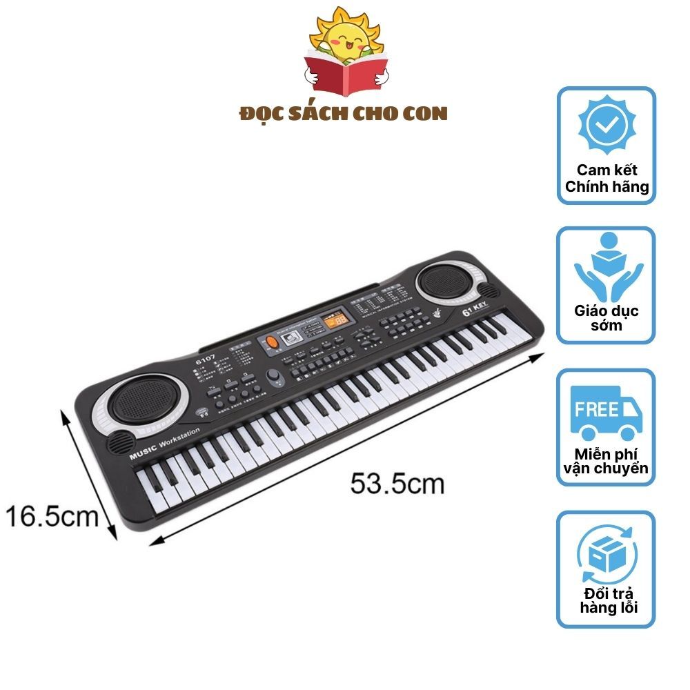 Đàn Piano điện tử Keyboard 61 Phím Kèm Mic+sạc cho bé.