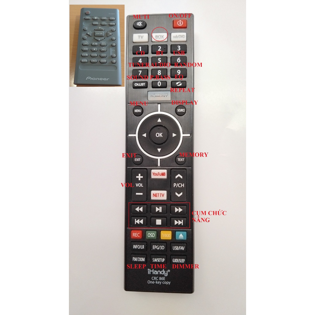 Remote, khiển học cho dàn amply PIONEER CM56 và HM21, chỉnh full chức năng giống như khiển zin.